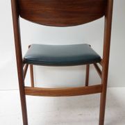 Set of 4 Scandinavian Teak and Green Leatherette Dining Chairs