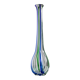 Vase en verre vintage Murano Archimede Seguso XL, transparent avec détails bleus et verts, forme citrouille, Italie années 1970