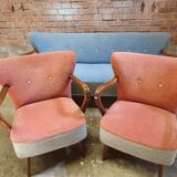 Cocktail set pair of armchair and its sofa 1960