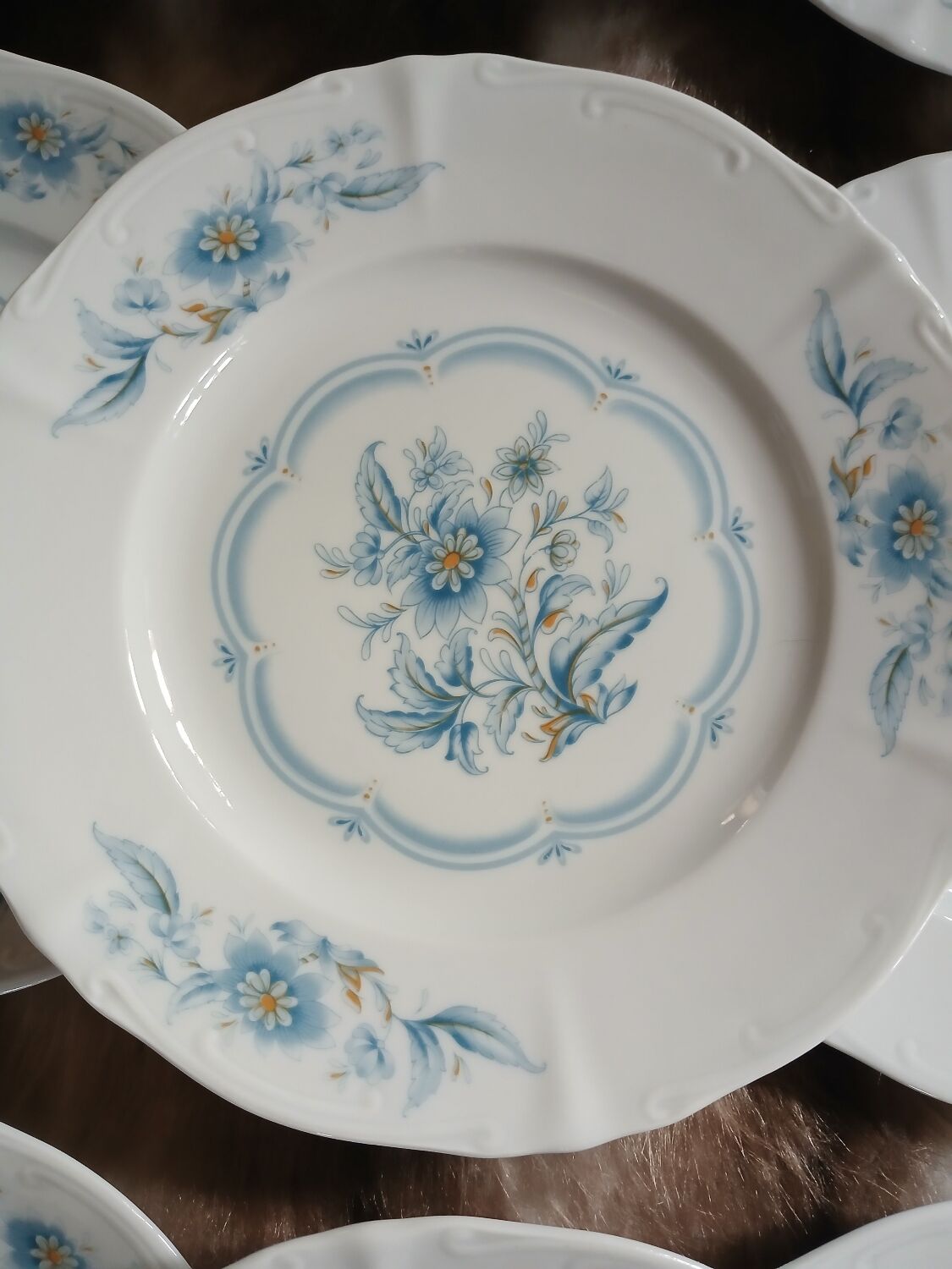 12 antique dessert plates in Chauvigny porcelain