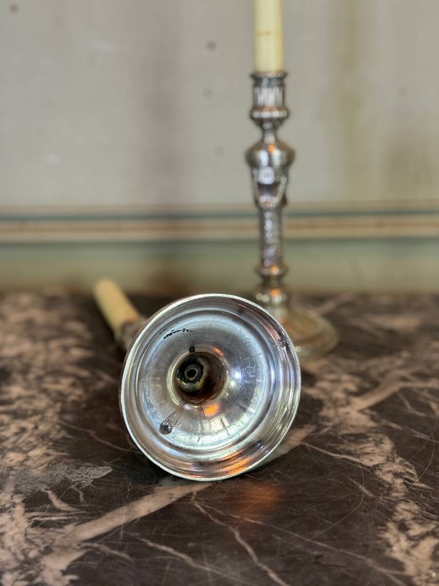Pair of Louis XVI Style Wolfers Candlesticks, Solid Silver, Hallmarked