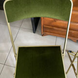 Pair of vintage green velvet folding chairs