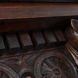 Large 18th Century Gothic solid oak hand carved coat rack, France