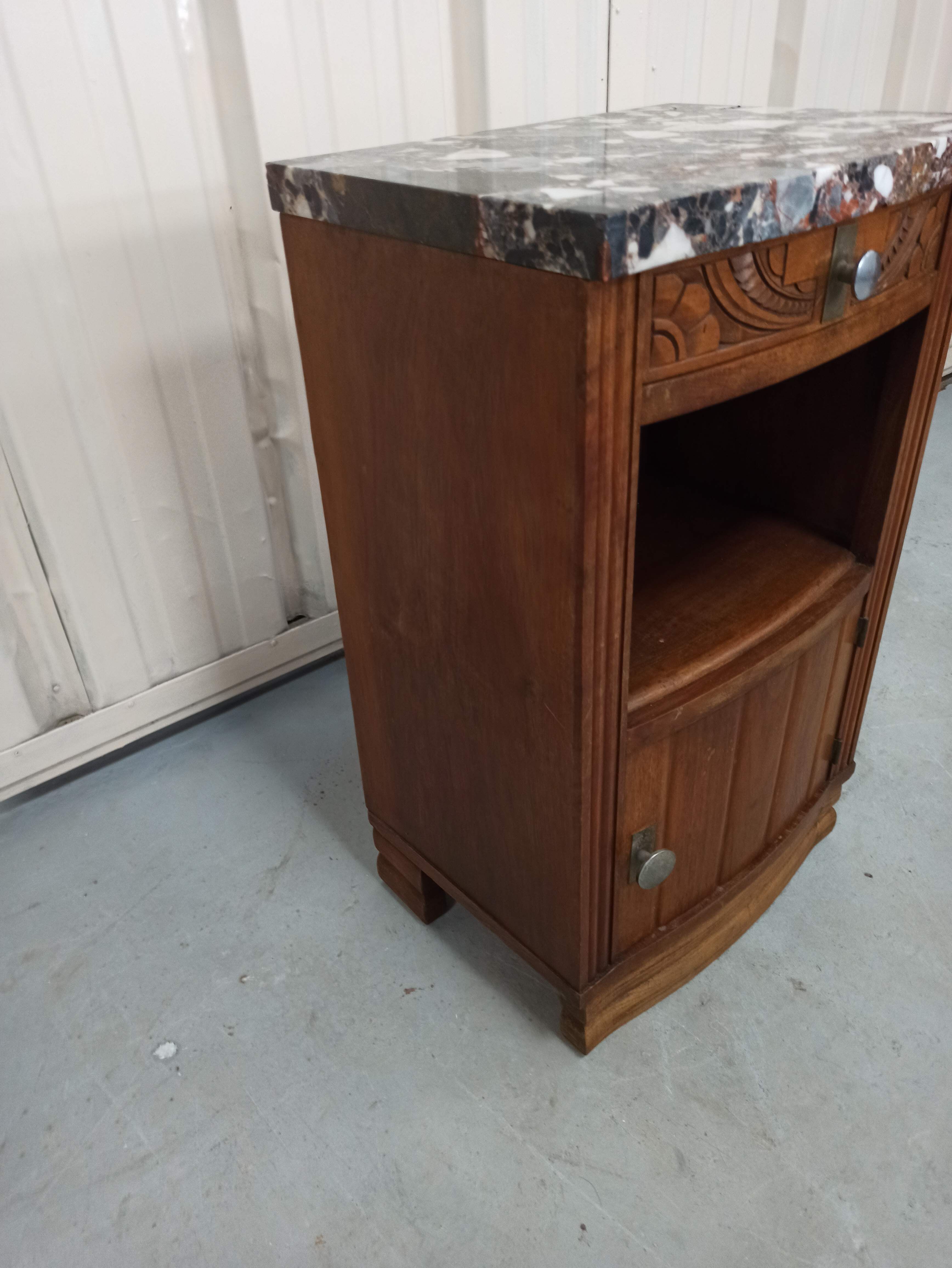 Bedside table art deco top marble
