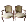 Pair of Louis XV style cabriolet armchairs in molded wood - 19th century