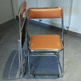 Pair, 2 vintage folding chairs, fawn color