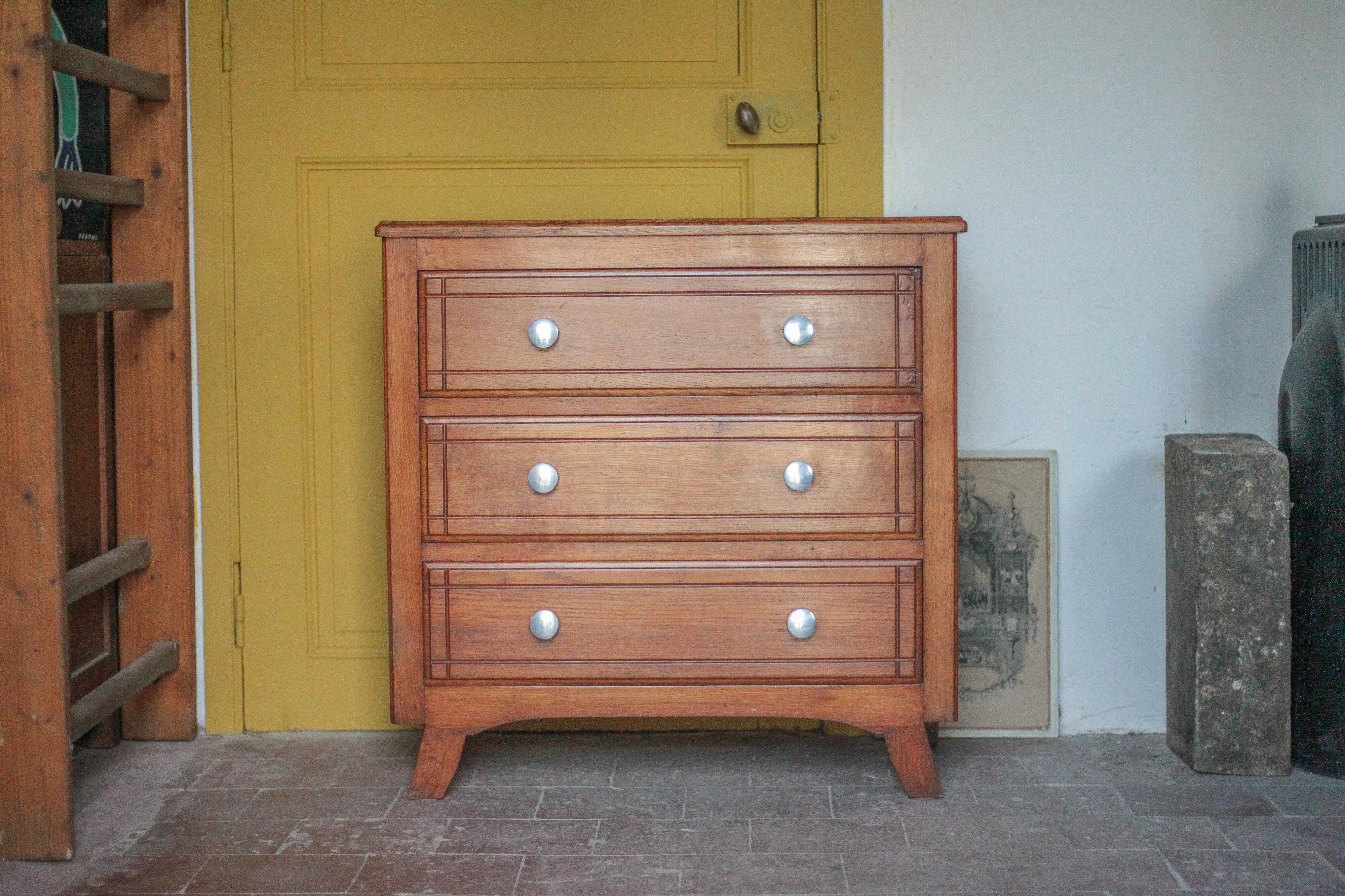 Wooden chest of drawers with 3 drawers, storage furniture, antique furniture, Art Deco.