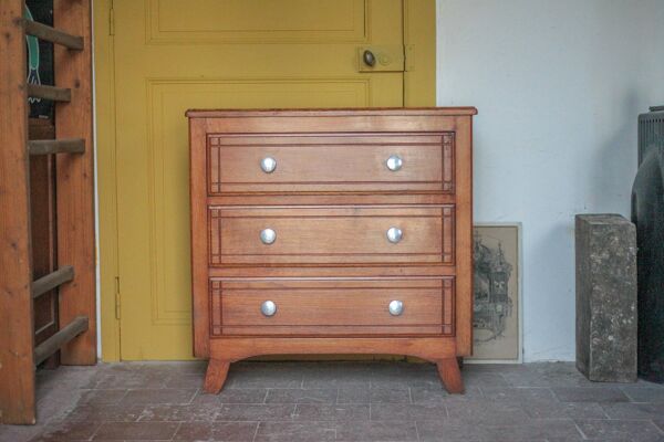 Commode bois 3 tiroirs, meuble de rangement, meuble ancien, art déco