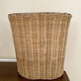 Woven straw and metal basket
