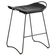Contemporary bar stool, old silver metal and black leather.