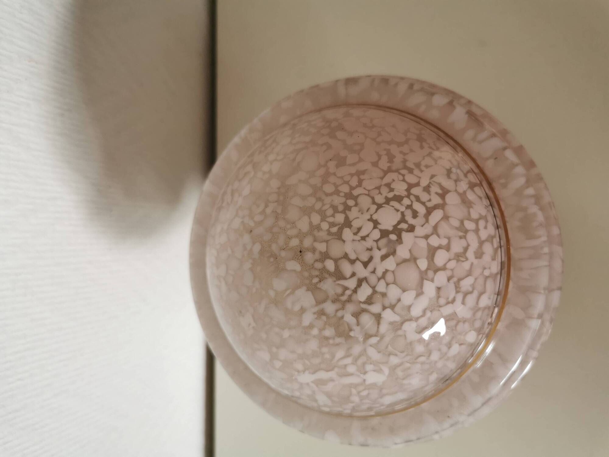 ball pendant light, art deco, in clichy glass, pink and gold, from the 30s