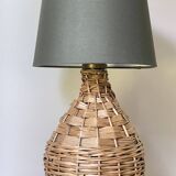 Vintage rattan demijohn lamp