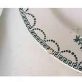 Suite assiettes Terre de Fer décor vert fleurettes St Amand