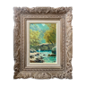 HSC painting signed "Landscape with the treed river" Luministe + Montparnasse frame