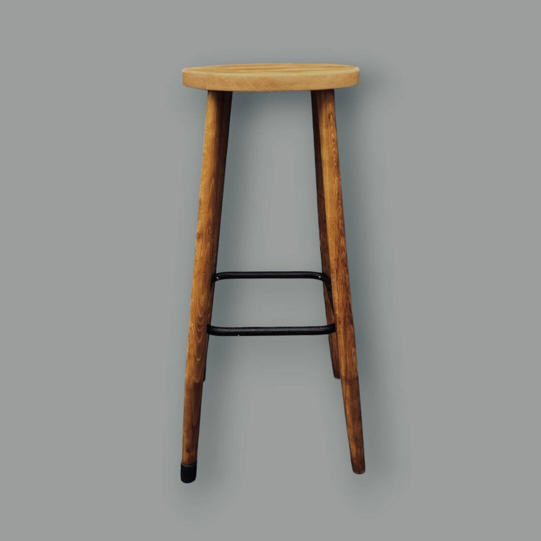 Vintage wooden and metal bar stool – simple and authentic design
