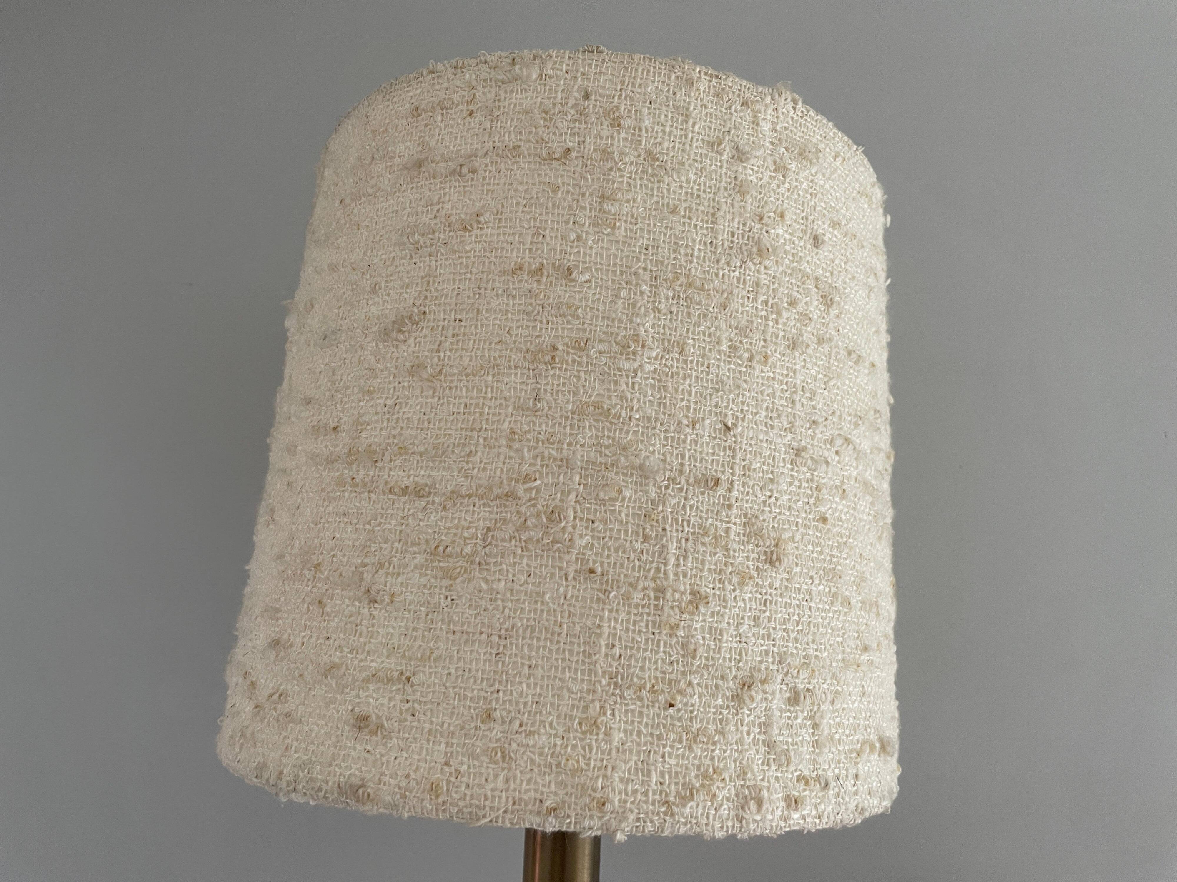 Adjustable brass wall lamp with fabric shade, Danish design, 1970s, Denmark.
