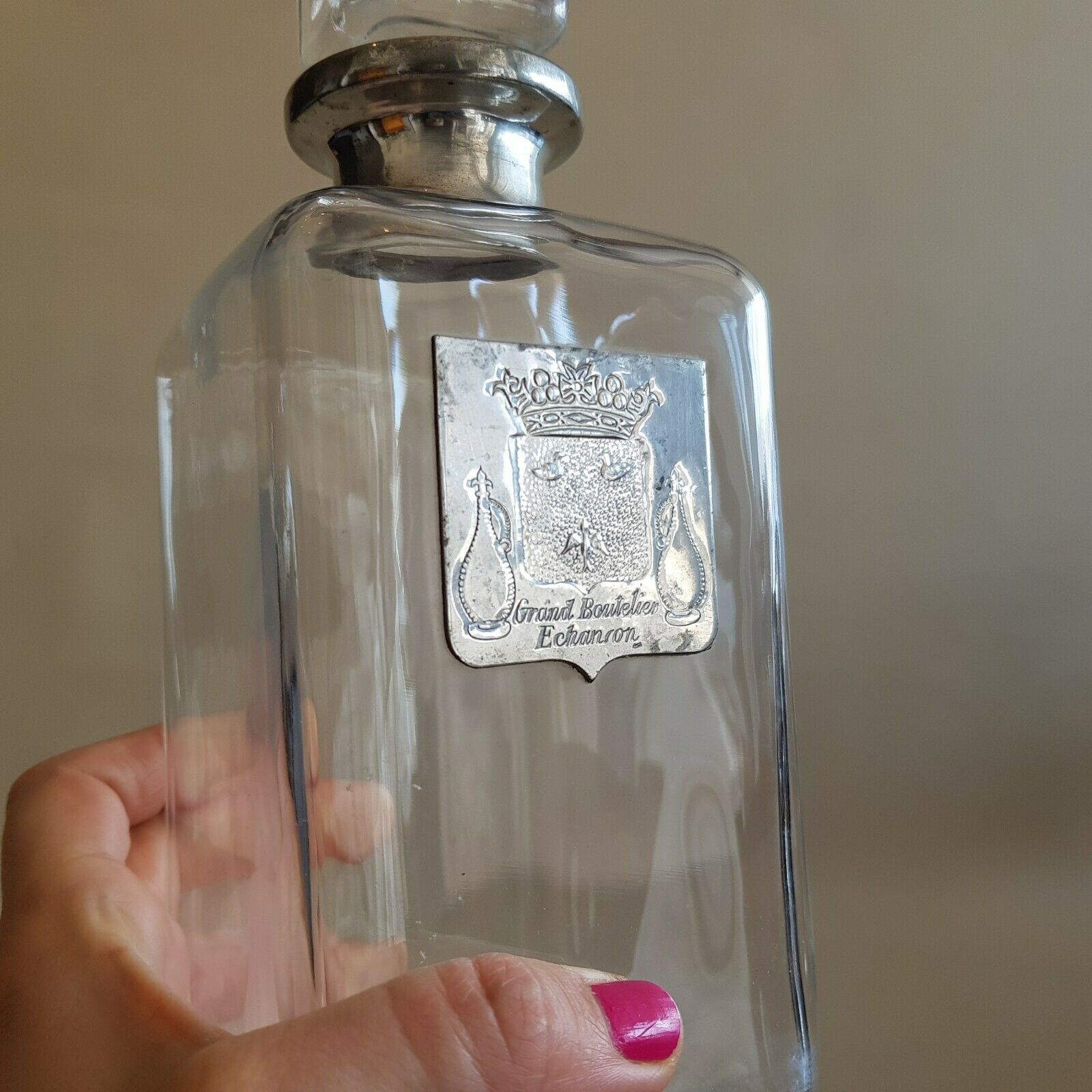 Carafe whisky whisky cognac Grand Boutelier Echanson tin with rose