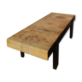Table basse vintage Roger Capron " herbier "