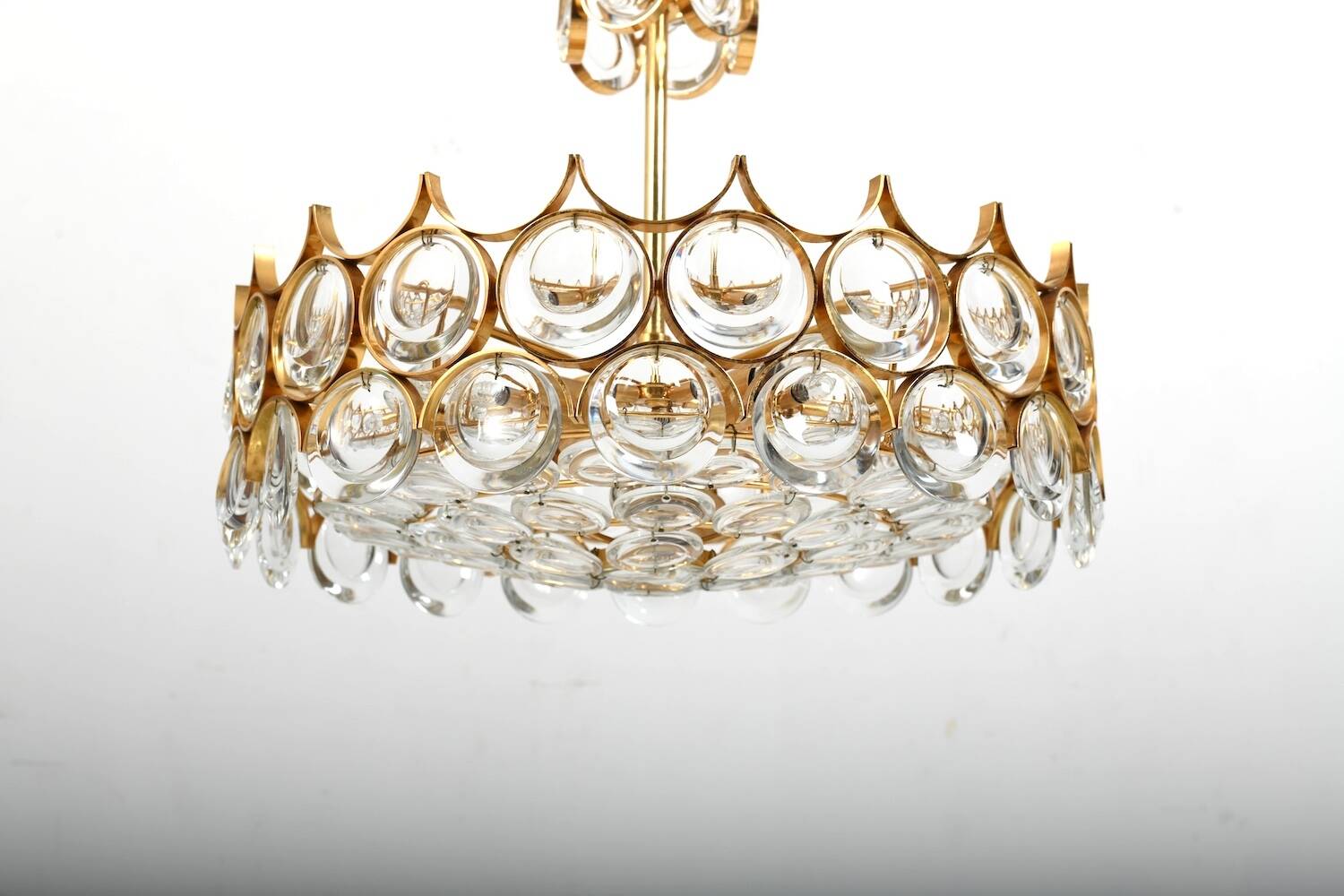 Gilded Brass and Crystal Chandelier by Palwa 1970s