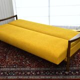 Scandinavian-style yellow boucle sofa with folding function, 1960s