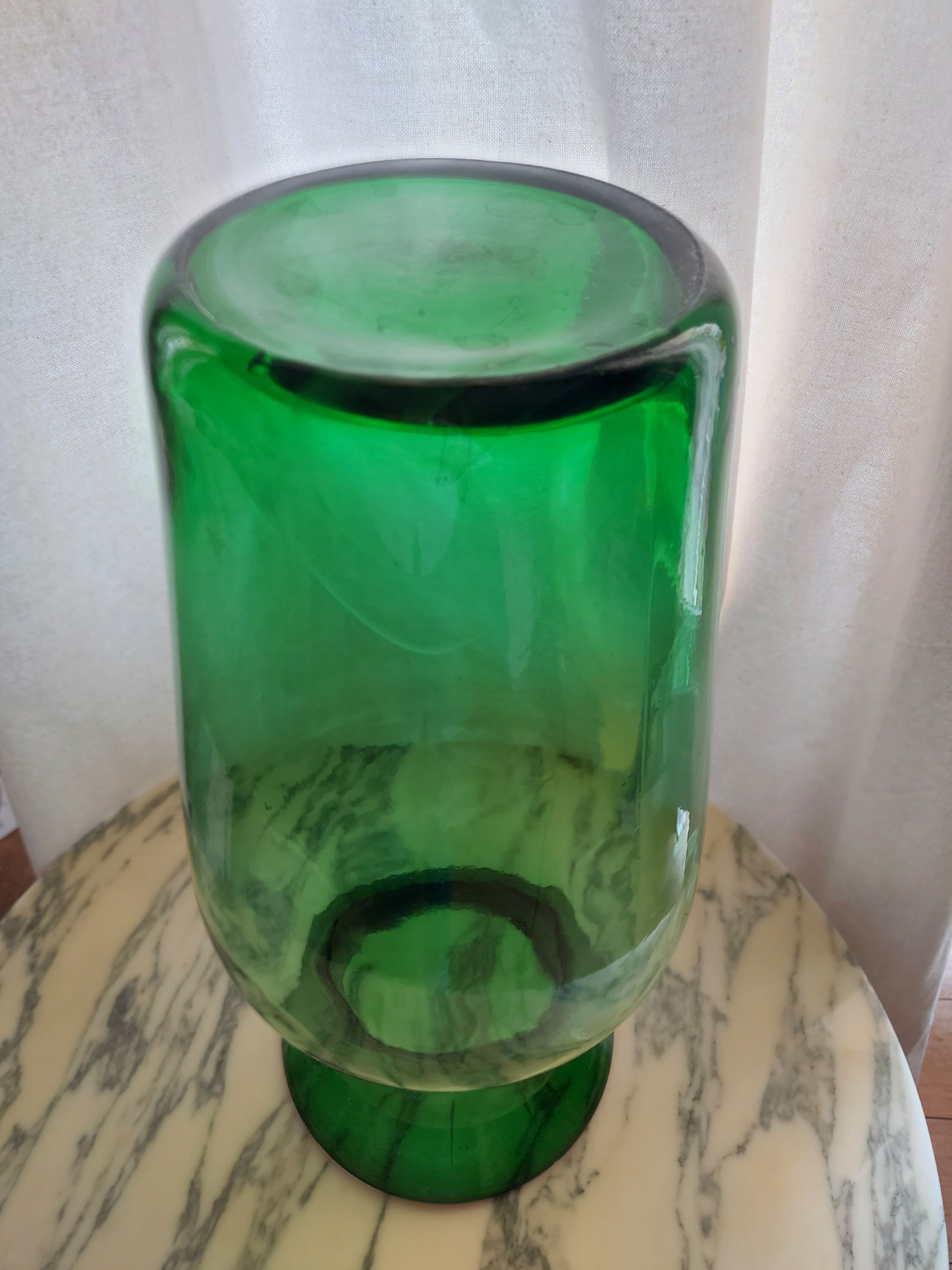 Blown glass vase, bottle green