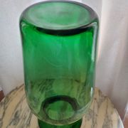 Blown glass vase, bottle green
