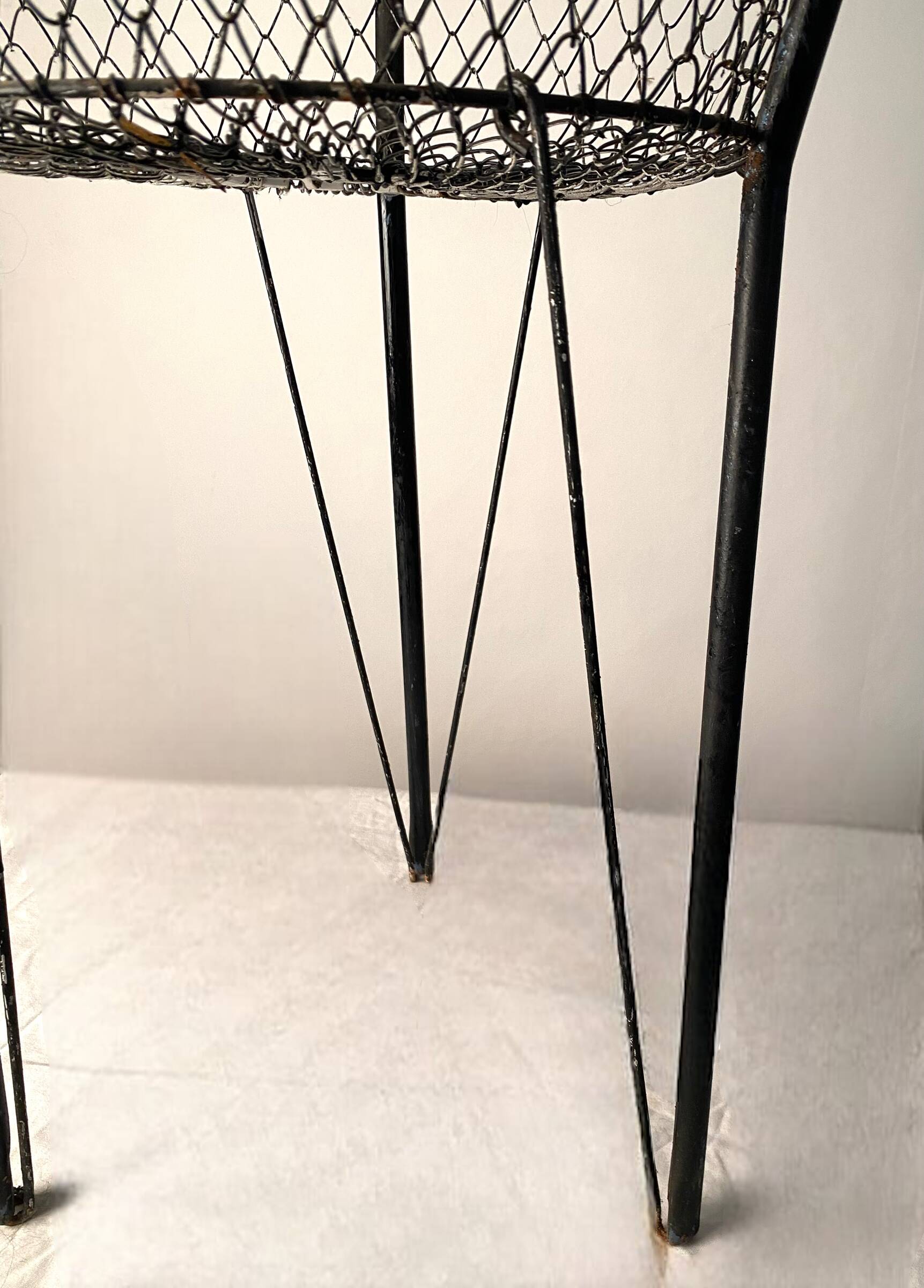 Old metal haberdashery/sewing basket, 50s/60s