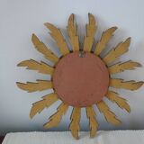 Mirror sun in gilded wood carved 60s, 28 cm