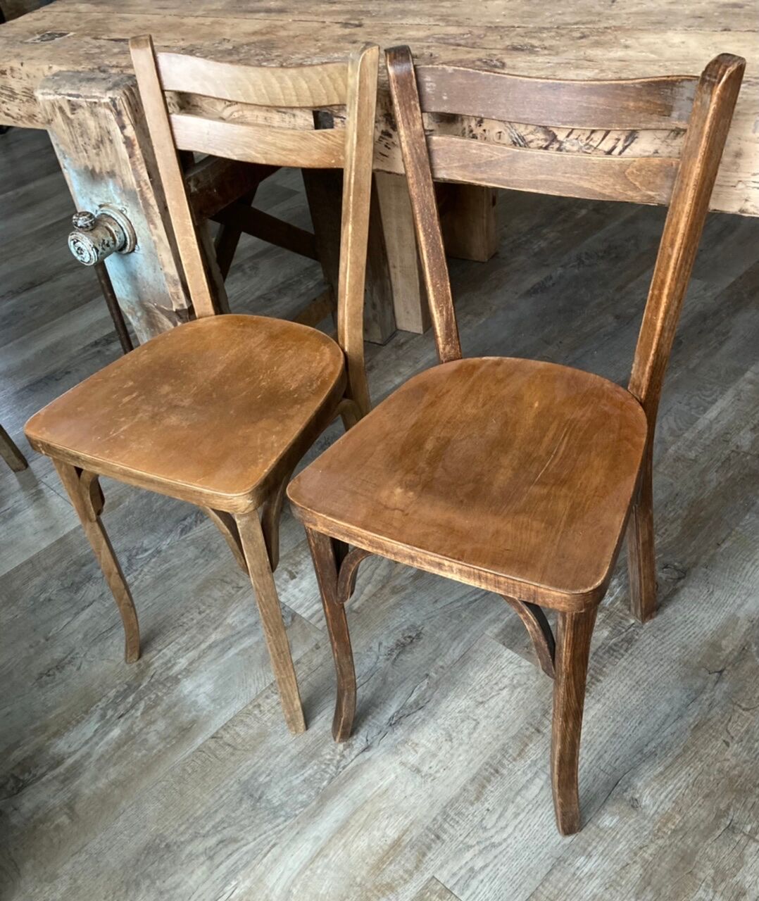 Set of 4 antique bistro chairs