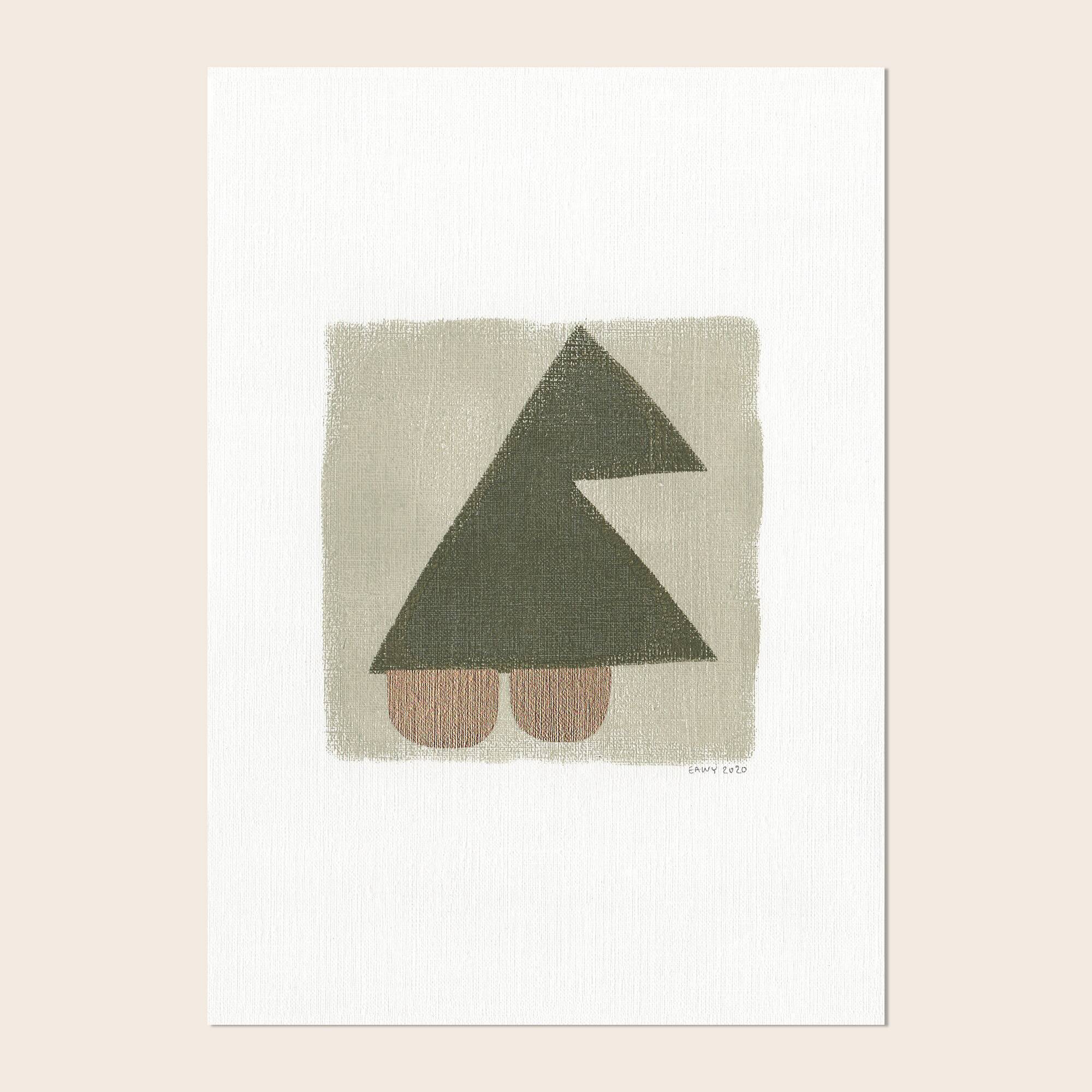Peinture sur papier M188 vert et doré signée Eawy