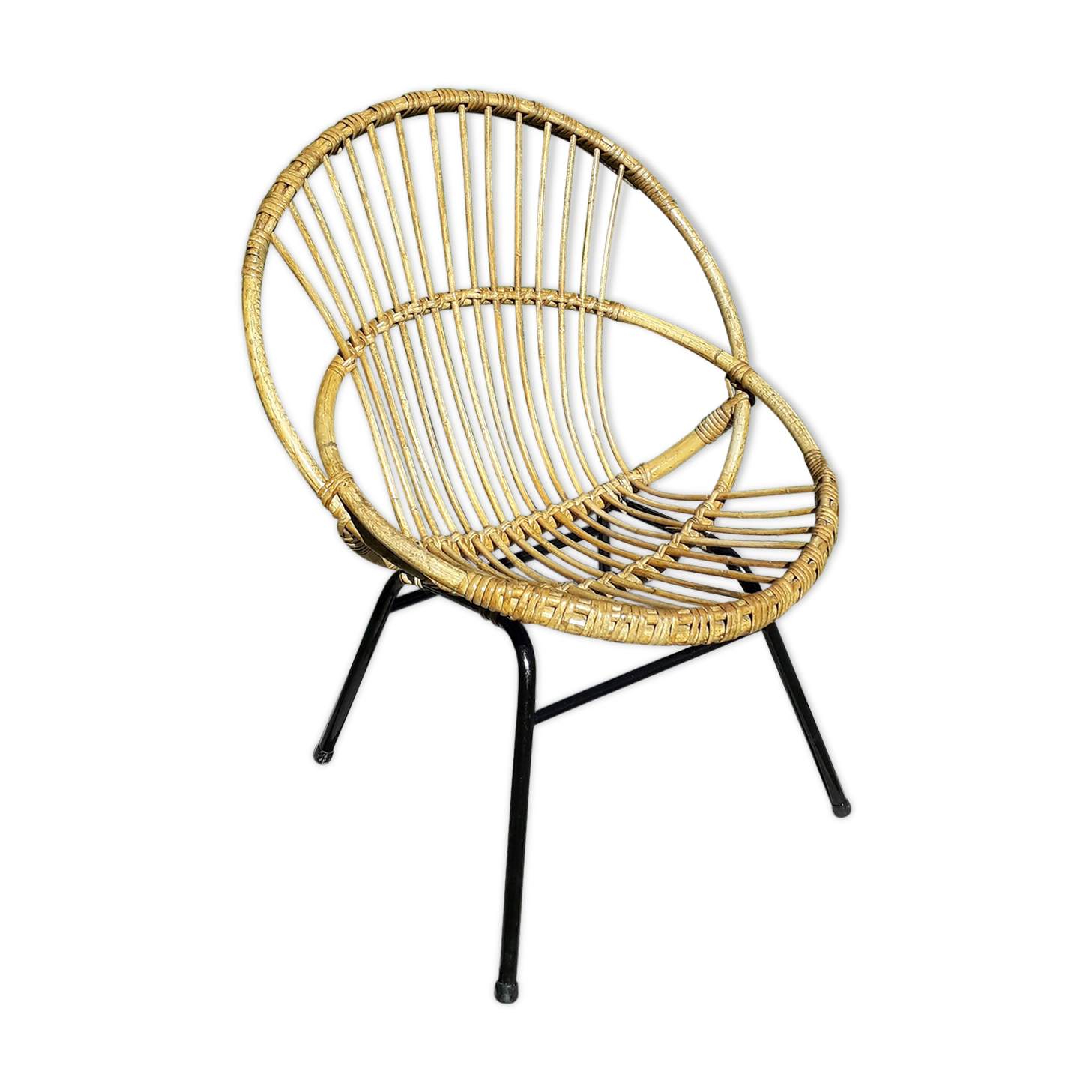 Fauteuil enfant en rotin vintage 60