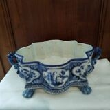 Planter on claws in Boch earthenware Delft style decor
