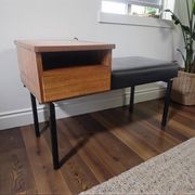 Banc en bois vintage / banc de téléphone / console