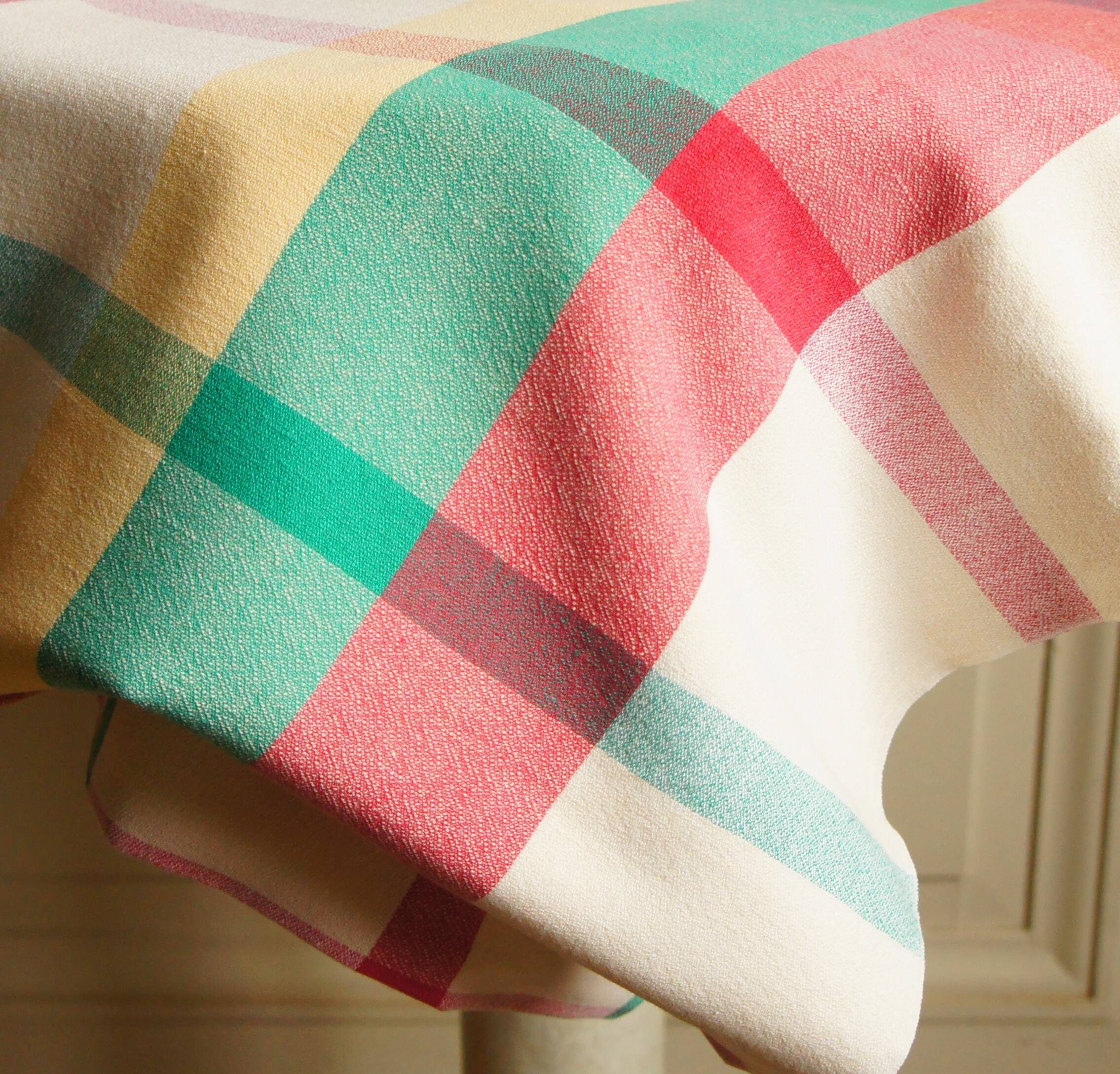 Vintage cotton checkered tablecloth