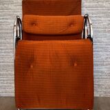 Lama 1970 relax armchair, orange velvet lounge chair