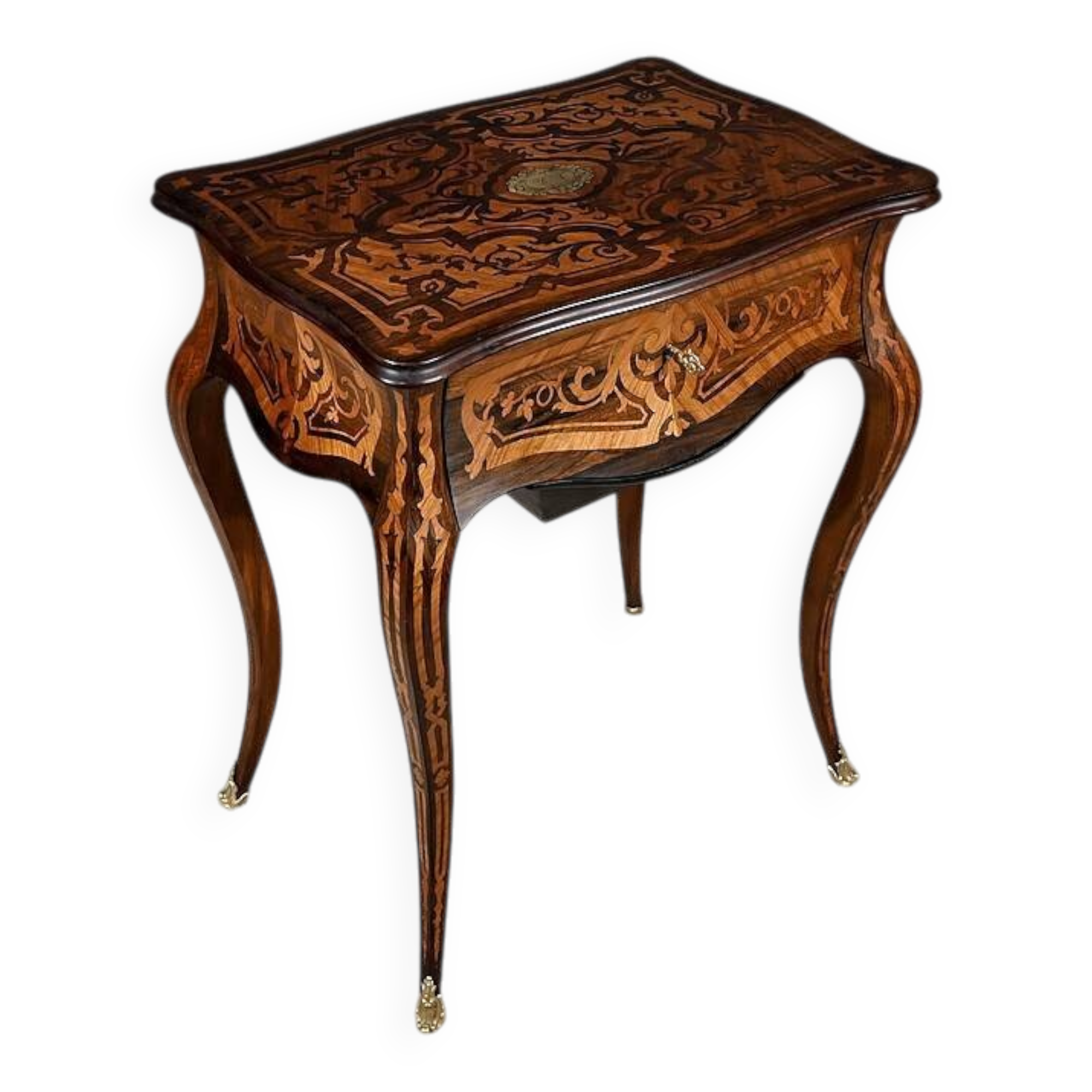 Rosewood and mahogany work table, Louis XV style, Napoleonic era