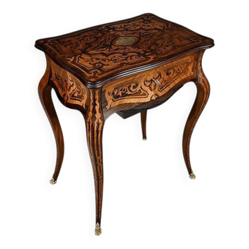 Rosewood and mahogany work table, Louis XV style, Napoleonic era