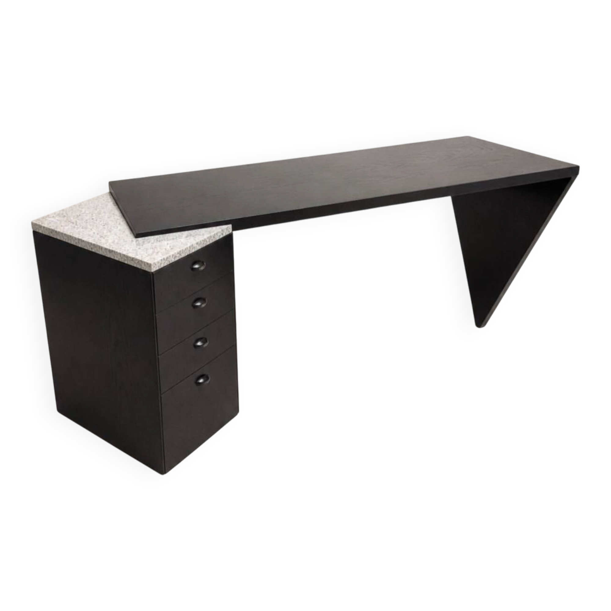 Large lacquered wood and granite desk 1980