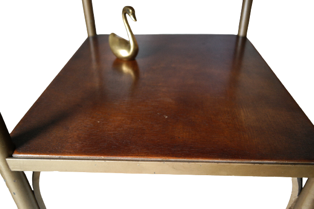 Vintage 50s wooden and metal rolling side table