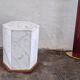 Italian hexagonal Carrara marble monolith side table / pedestal