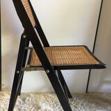 Four folding wooden and canning chairs - 70s