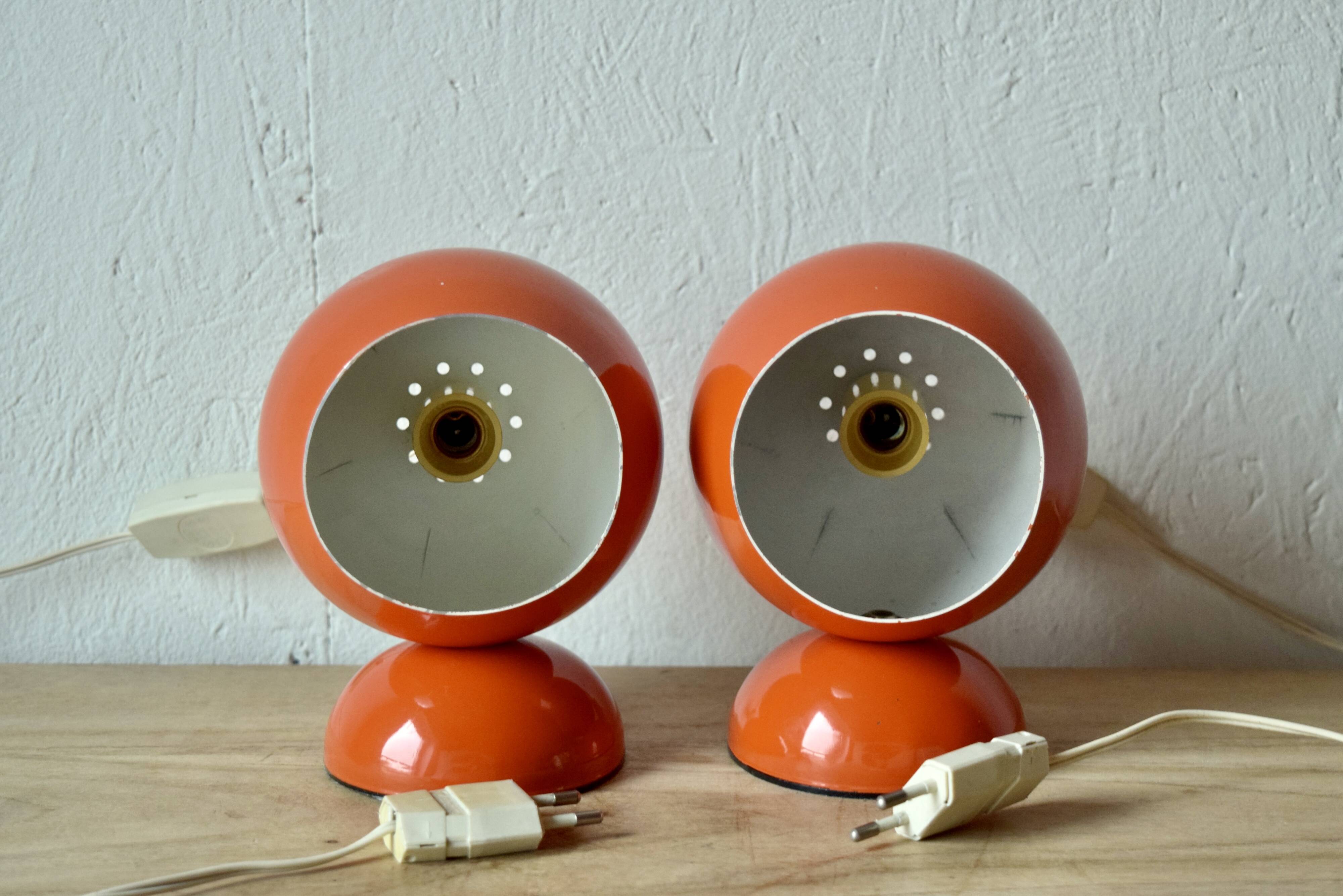 Pair of vintage falca lamps - ball lamps - space age design - made in italy