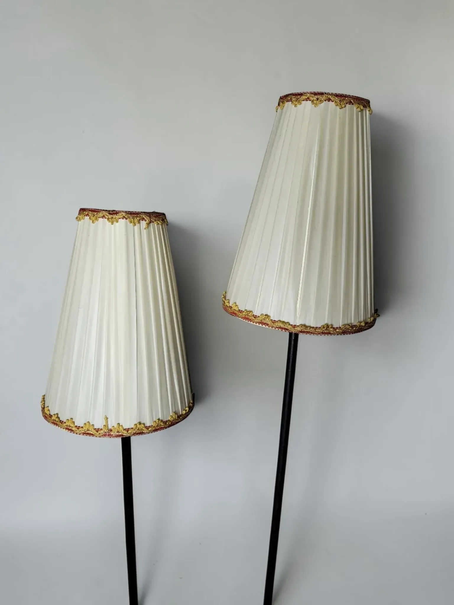 Wrought iron magazine rack floor lamp 1950s