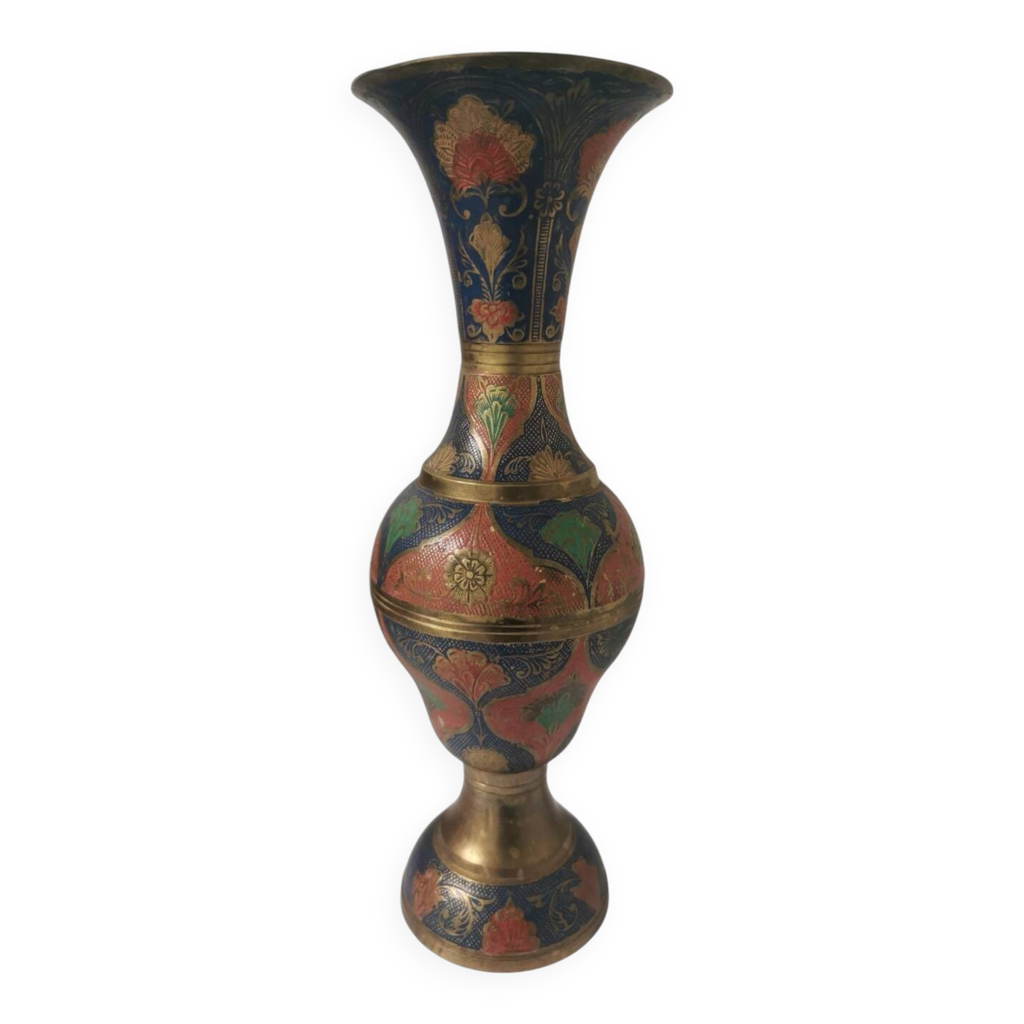 Coloured Indian brass vase