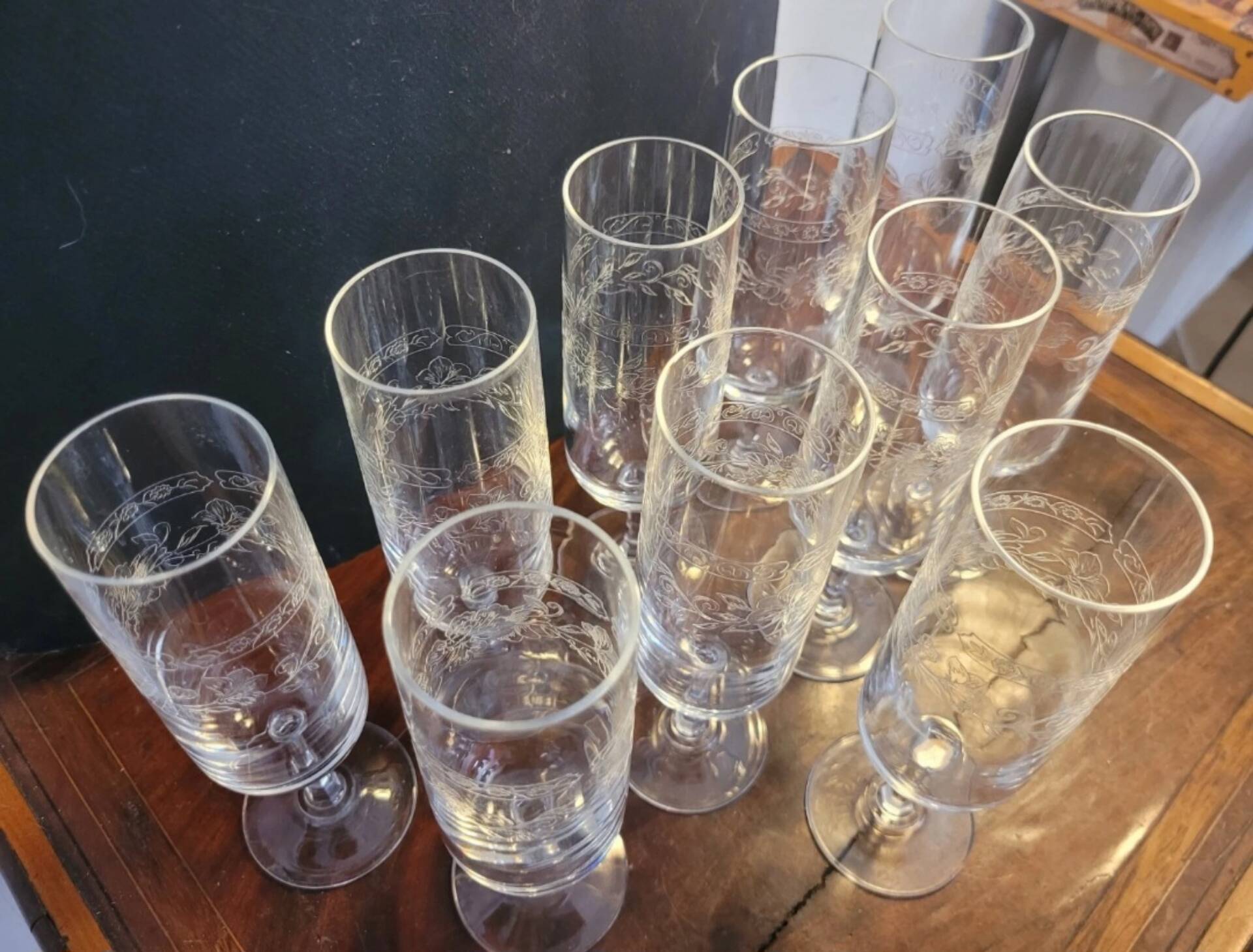 10 champagne glasses/flutes 16cl Cristal d'Arques Matignon model 70s