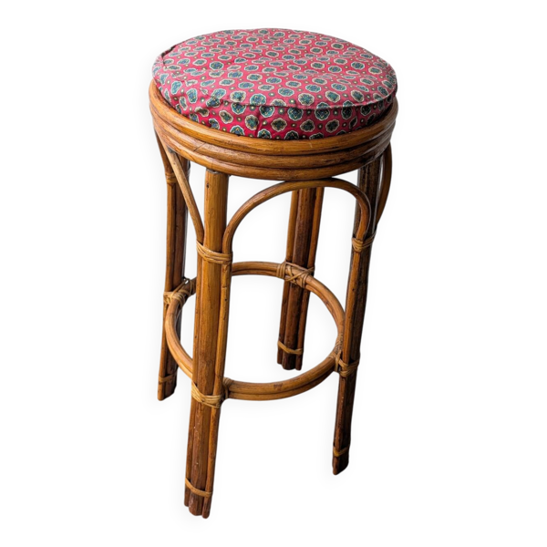 Tabouret haut en rotin – années 1960