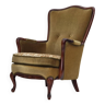 Années 1950, fauteuil danois à dossier haut, revêtement d'origine, velours vert.