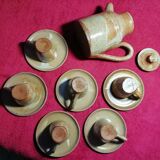 Set of 6 cups and under cups and teapot vered terracotta coffee