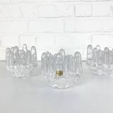 Sunflower Glass Candle Holders, Göran Wärff for Kosta Boda, Sweden, 1970s, Set of 3