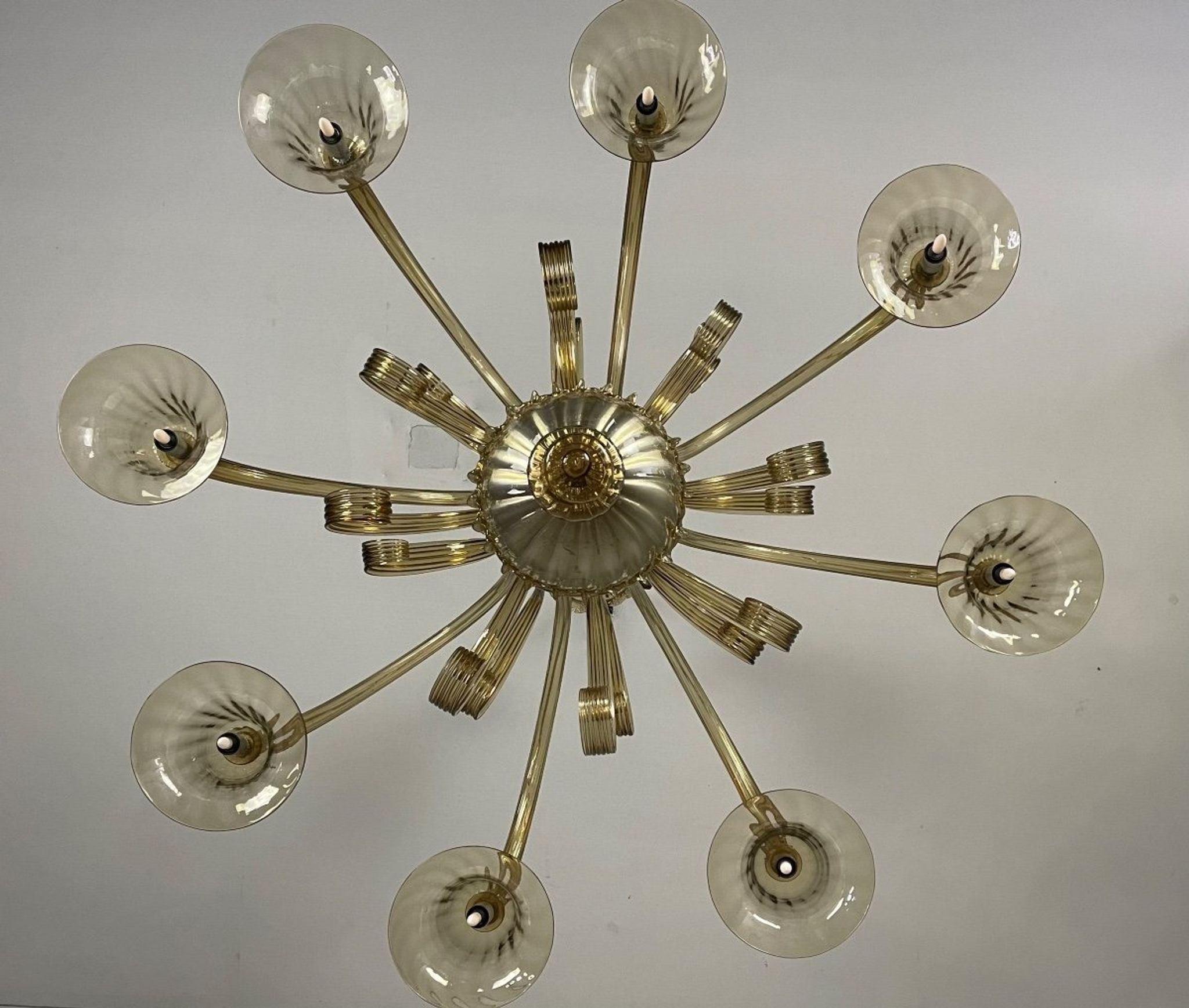 Venetian chandelier in golden murano glass, 8 arms of light